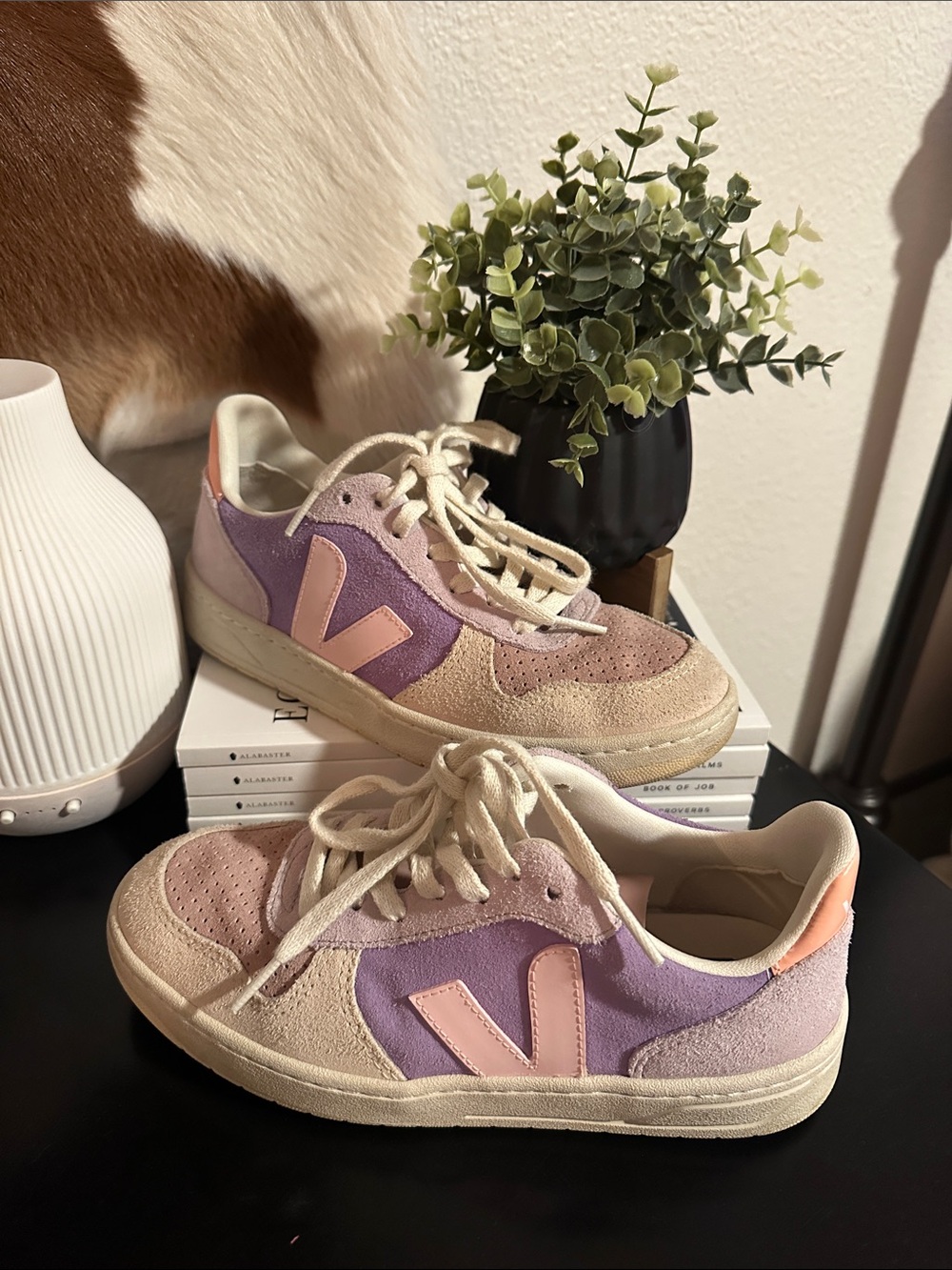 Veja Pastel Lavender and Pink Low-Top Sneakers